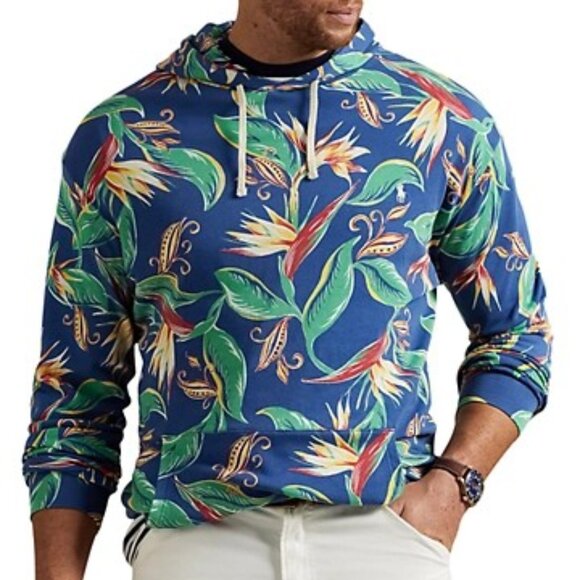 NWT Polo Ralph Lauren Men's Big & Tall Tropical Spa Terry Hoodie Bird Pardise 4L